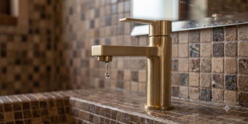 Water faucet in elegant bathroom