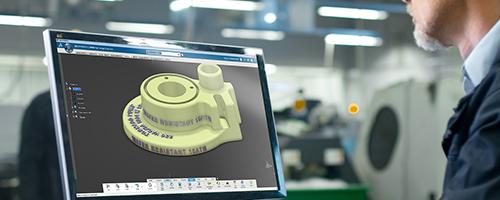 Type3 engraving software used to project engraved text onto a 3D industrial component