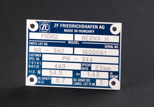 European conformity anodized aluminum plate engraving with a dot peen engraver