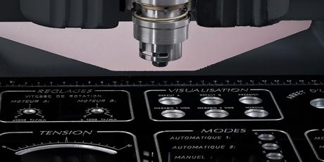 Front panel made with a metal engraving machine 